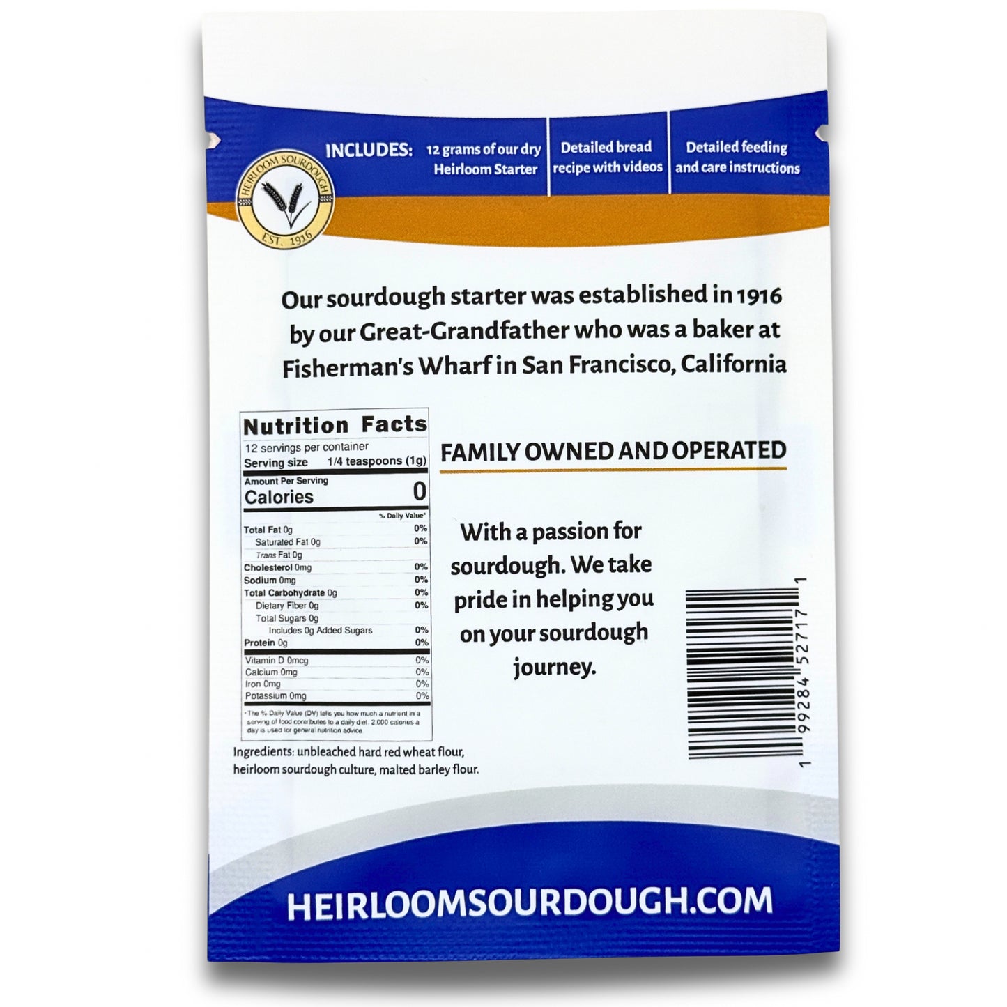 2 Packs - (24 Grams) of our 1916 San Francisco Sourdough Starter - DRY