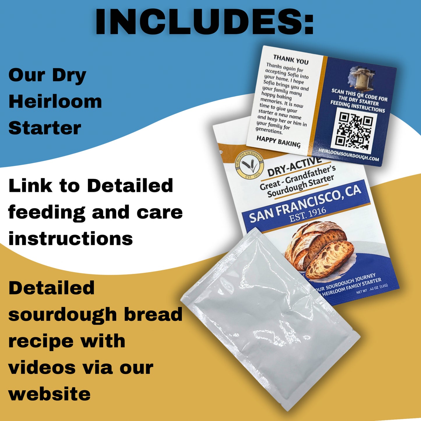 2 Packs - (24 Grams) of our 1916 San Francisco Sourdough Starter - DRY