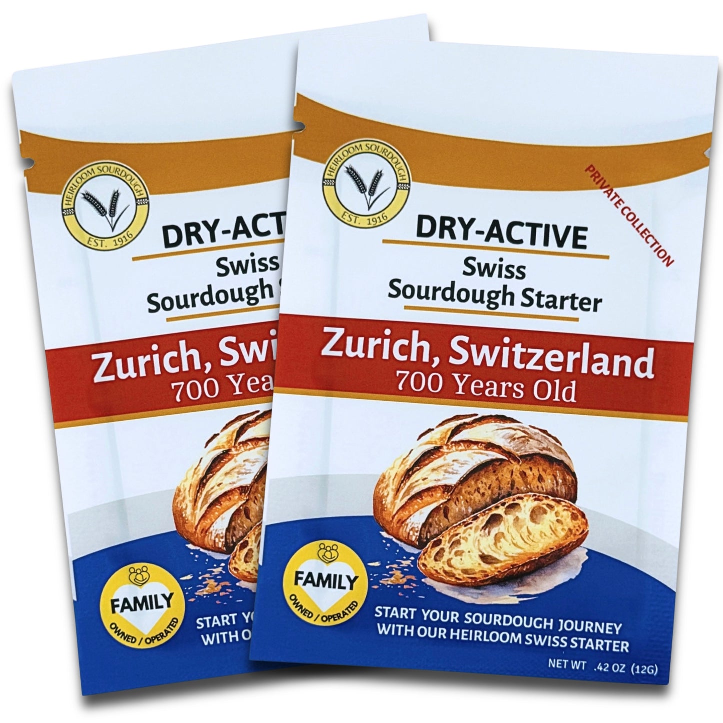 Private Collection - 2 Pack (24 grams) of our 700 year old Swiss Sourdough Starter - DRY