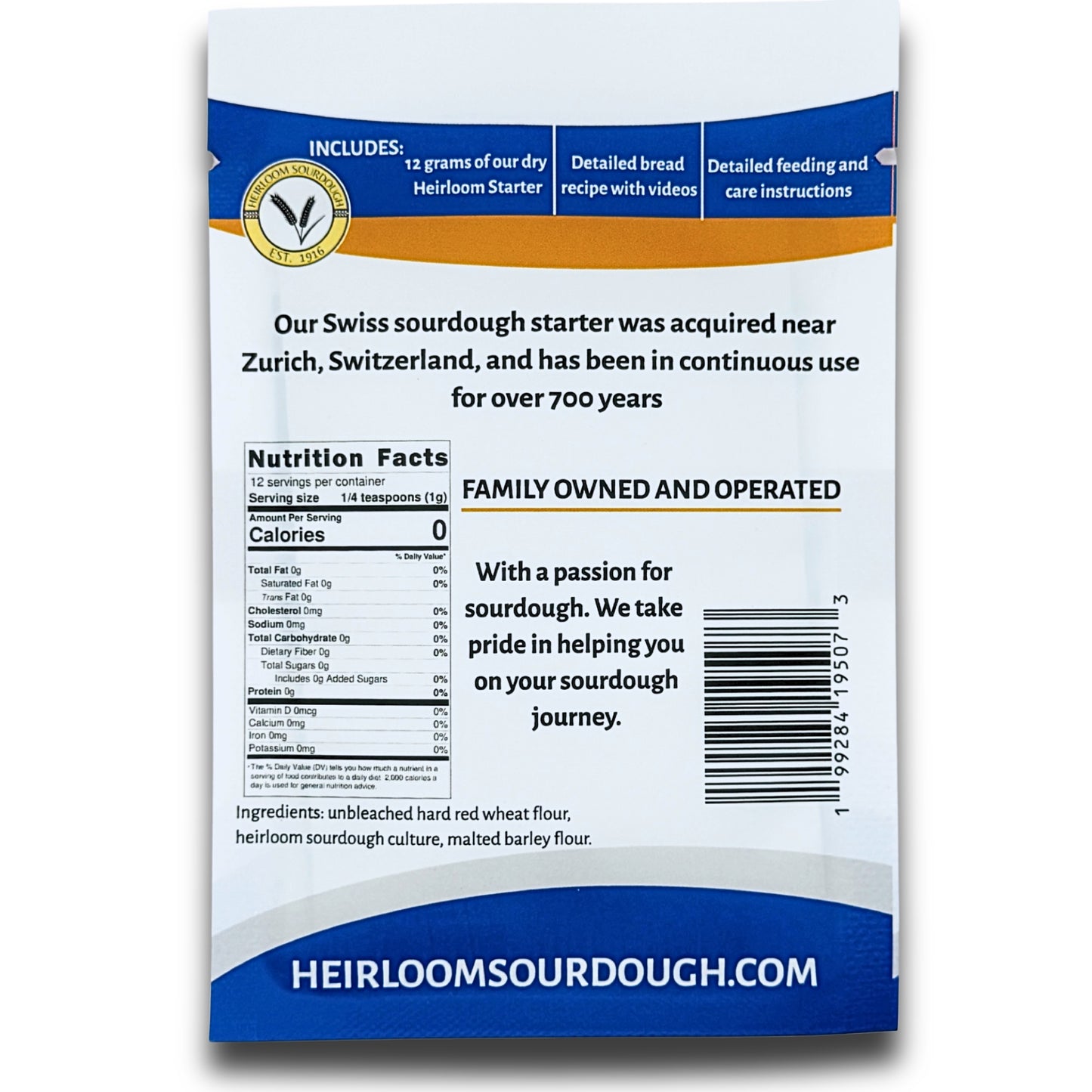 Private Collection - 3 Pack (36 grams) of our 700 year old Swiss Sourdough Starter - DRY