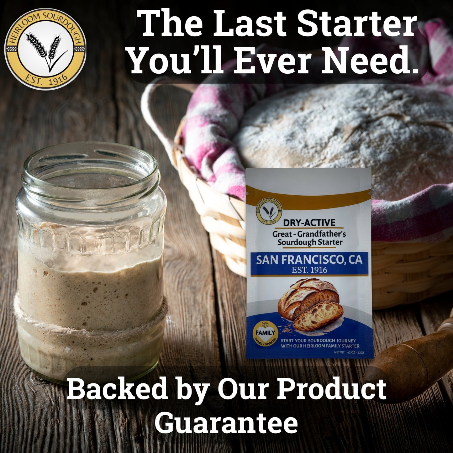 4 Packs - (48 Grams) of our 1916 San Francisco Sourdough Starter - DRY