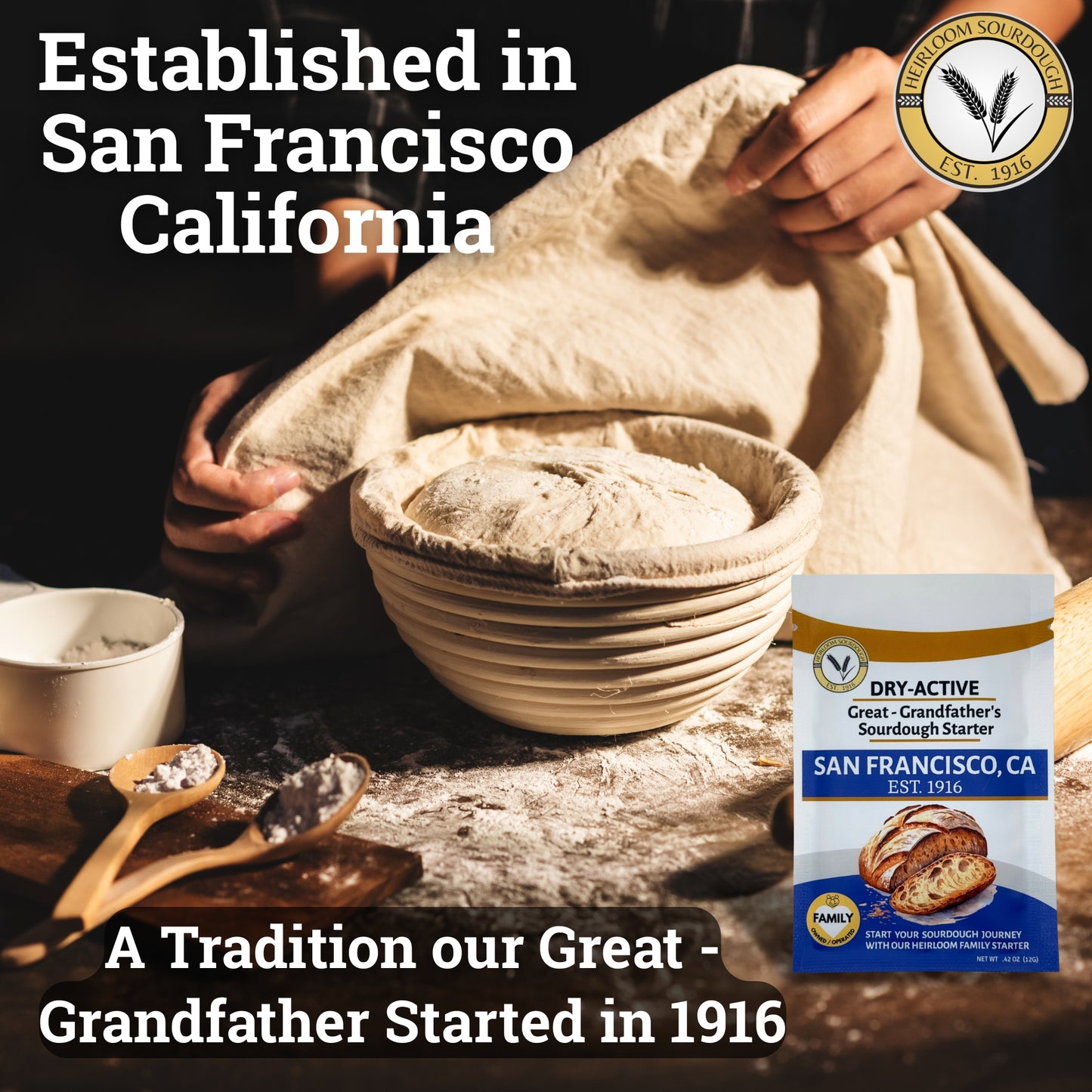 4 Packs - (48 Grams) of our 1916 San Francisco Sourdough Starter - DRY