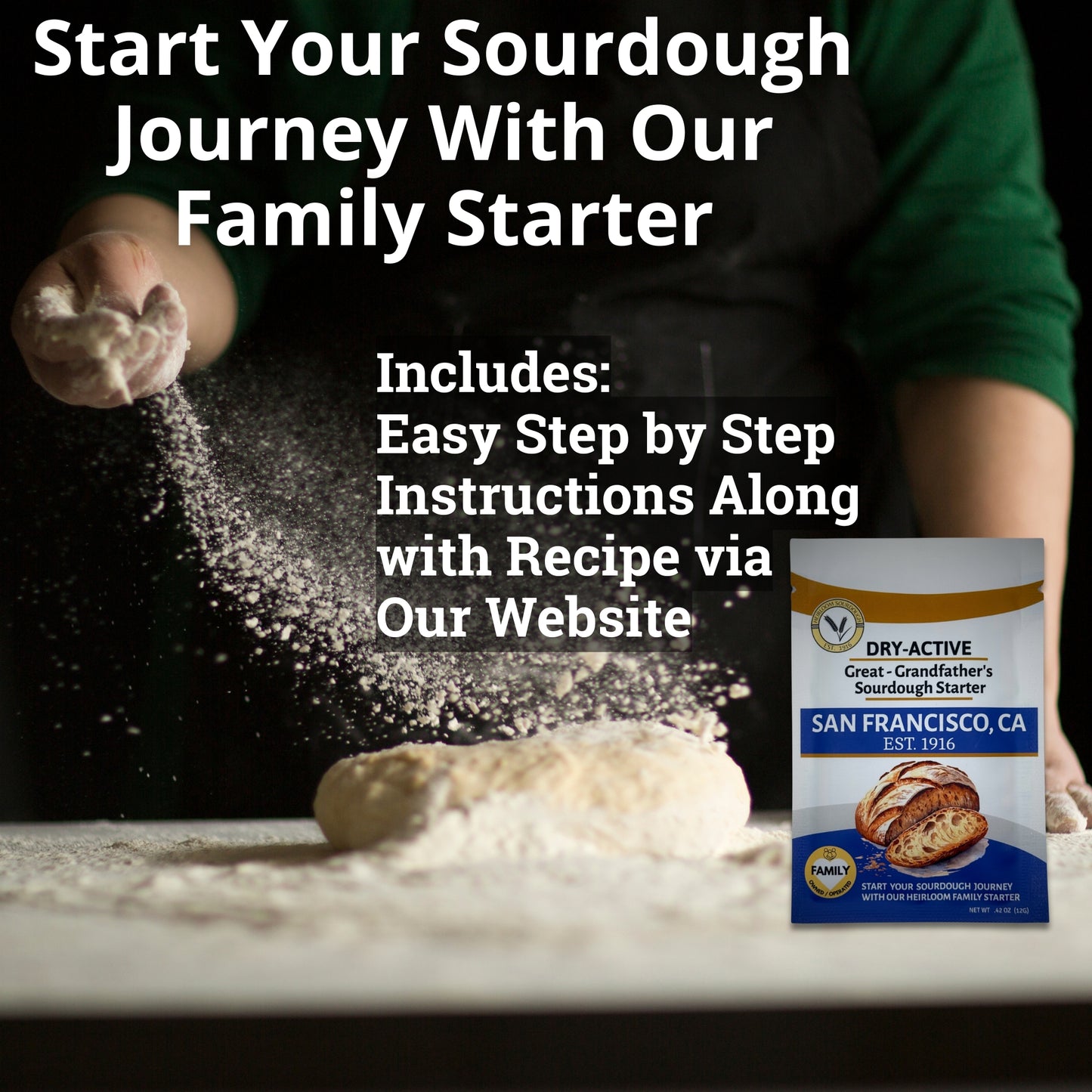 4 Packs - (48 Grams) of our 1916 San Francisco Sourdough Starter - DRY