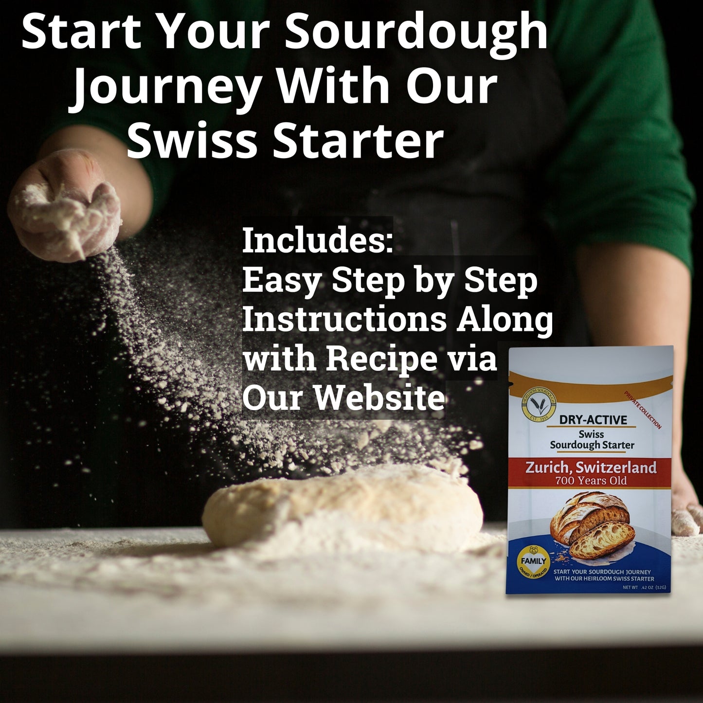 Private Collection - 3 Pack (36 grams) of our 700 year old Swiss Sourdough Starter - DRY
