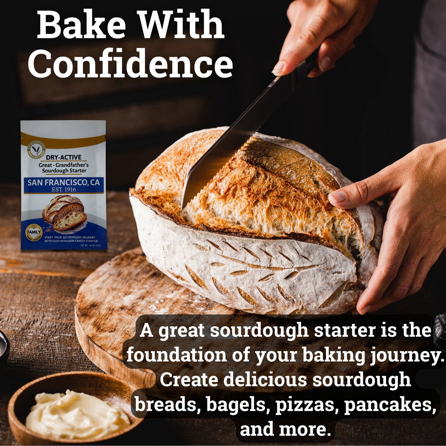 4 Packs - (48 Grams) of our 1916 San Francisco Sourdough Starter - DRY